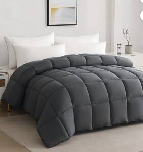 Justlet 761016065987 Luxury Gray Down Alternative Comforter Queen Machine Washable