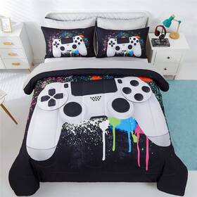 Kakki 768492918493 5 Piece Boys Queen Gamer Comforter Set With Sheets 3d Colorful Video Game Co