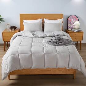 Kasentex 810120120096 All Season Quilted Comforter Set Twin With 1 Pillow Sham Cozy Soft Seersucke