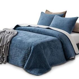 Kasentex Plush Poly Velvet Lavish Design Quilt Set With Reversible Shu