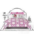 Kate Spade 3 Pc Full Queen Comforter Set Pink White Geometric Pattern Dorm New 047225035066