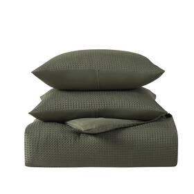 2449-fq-sg Kathy Ireland 3 Pc Waffle Comforter Set Queen Size - Sage Green