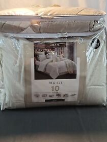 21276 Keats 10-piece King Comforter Set In Beige Ivory