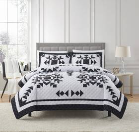 Keeco Llc 081806941322 Mainstays 7 Pieces Quilt Set With Sheets Queen Black And White - 100%