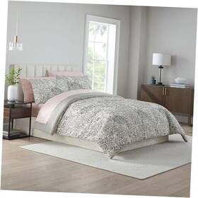 Keeco Llc 26826601023 Layla 7 Piece Leopard Printed Texture Bedding Set Luxurious Queen Black/white