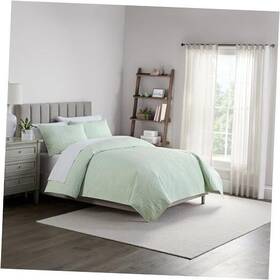27126600628 Keeco Llc Traditions Vintage Medallion Pinsonic 3 Piece Quilted Full/queen Sage Green