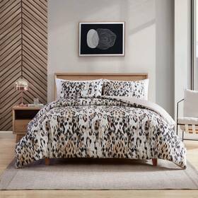 Ushsa51228989 Kenneth Cole New York Comforter Set Full/queen Cotton Animal Print Brown 3-piece