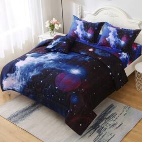 Jxr03-2308gbxk012q6p Keyroal 6pcs Galaxy Comforter Set With Sheets For Kids Boys Girls Teens Outer Space Them