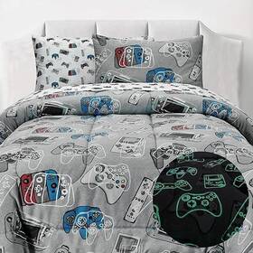 Gmr5cmfbt Kids Rule 7-piece Gamer Glow In The Dark Comforter Set With 1 Twin Bed Size
