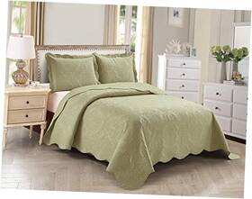 Kids Zone Home Linen 665752499344 3pc King/cal King Over Size Elegant Embossed Bedspread Set Light Weight Solid