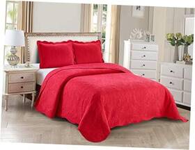 Kids Zone Home Linen 665752499436 3pc King/cal King Over Size Elegant Embossed Bedspread Set Light Weight Solid