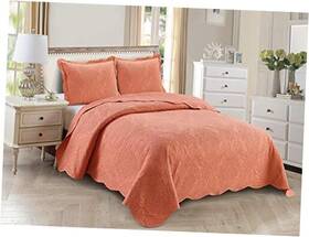 Kids Zone Home Linen 665752499559 3pc King/cal King Over Size Elegant Embossed Bedspread Set Light Weight Solid