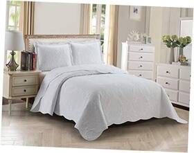 Kids Zone Home Linen 665752499610 3pc King/cal King Over Size Elegant Embossed Bedspread Set Light Weight Solid