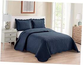 Kids Zone Home Linen 665752499641 3pc King/cal King Over Size Luxury Embossed Bedspread Set Light Weight Solid