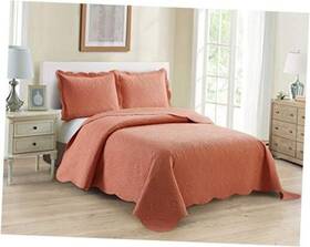 Kids Zone Home Linen 665752499979 3pc King/cal King Over Size Luxury Embossed Bedspread Set Light Weight Solid