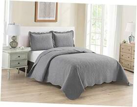 Kids Zone Home Linen 665752500002 3pc King/cal King Over Size Luxury Embossed Bedspread Set Light Weight Solid