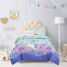 Kidz Mix 011342238426 Magical Unicorn Bed In A Bag Twin