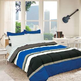 Kidz Mix 011342241501 Mf Rugby Stripe White Full 8pc Comforter Set