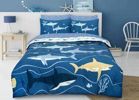 Kidz Mix 011342304350 Swimming Sharks Bed In A Bag Full