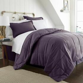 King Comforter Set 8-piece Antimicrobial Hypoallergenic Polyester Purple