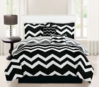 Kinglinen 10 Piece Queen Chevron Black Bed In A Bag Set 888804005502