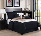 Kinglinen 7 Piece Cal King Rosslyn Black Taupe Comforter Set 888804011695