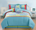 Kinglinen 7 Piece Full Matrix Blue Green Red Comforter Set 888804010827