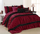 Kinglinen 7 Piece Queen Caralina Burgundy Black Comforter Set 888804011152