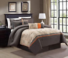 Kinglinen 7 Piece Queen Chocolate Beige Orange Comforter Set 741587579878