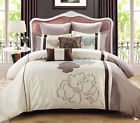 Kinglinen 8 Piece Queen Marseille Ivory Blue Taupe Comforter Set 888804010025