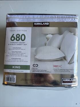 Kirkland Signature 096619210404 680 Thread Count New 6 Sheet Set Vintage Indigo Blue King