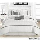 Kjjhkj Queen Silver White Pleated Contemporary 8-pc Comforter Set Bedskirt Shams Pillow 790566470699