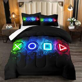Dgq-yrb-01-4-full Kodhyvj Gamer Comforter Sets For Boys Video Gaming Set Full Size Cool Bla