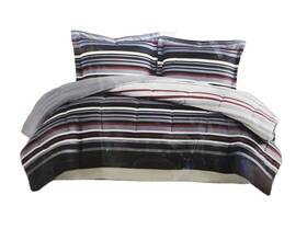 Kohls 783048116338 3 Piece King Size Comforter Set Pillow Sham Reversible Bedding Black Red