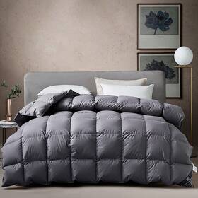Krtb003-twinwinter-dgray Krt Luxurious Goose Feathers Down Comforter - Dark Grey Thickened Heavyweight