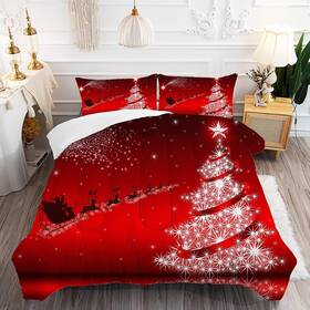 Sdan01-sdj1082-full Kxry Merry Christmas Comforter Set Santa Claus Deer Tree Galaxy Red