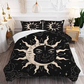 Xycs01-hxy02-twin Kxry Black Sun And Moon Comforter Set Twin Size For Girls Women Kids Boho Cel