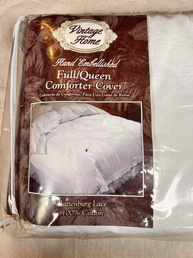 L. Kee- Vintage Home 081806700219 Full/queen Comforter Cover White Battenburg Lace Nos