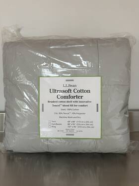 L.l. Bean 195227757476 New Ll Box Stitch Gray Ultrasoft Cotton Comforter Twin