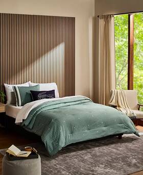 2000009544 Lacoste Heritage Geo Percale Cotton 3-piece Comforter Set - King -green