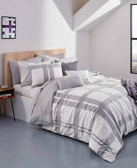 Lacoste 734737603028 Twin/twinxl Reversible Comforter Set - Gray/white