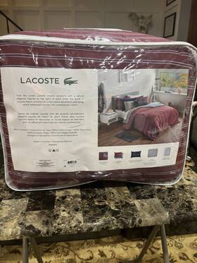 Lacoste 734737651081 New Lindenwood Red Reversible Cotton King Comforter 102 X 96 Inches