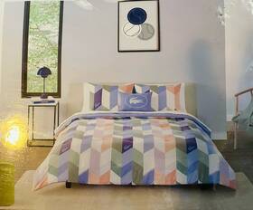 Lacoste 734737730717 Beaumont Pink Multi 4pc Comforter Set And Decorative Pillow Full/queen Nip