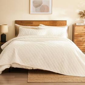 Lagraty 754204897514 Lftagraty Velvet Quilt King Size King/cal 104 Inch X 96 Cream White