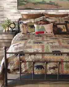 Jq446 Lake Country Wildlife Cabin Lodge Queen 3-piece Bedding Quilt Set Jq446 Lake Country Wildlife Cabin Lodge Queen 3-piece Bedding Quilt Set