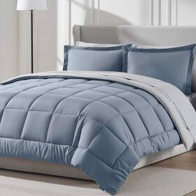 Lammaloe 198379204911 King Comforter Set Reversible Down-alternative Microfiber 7-piece