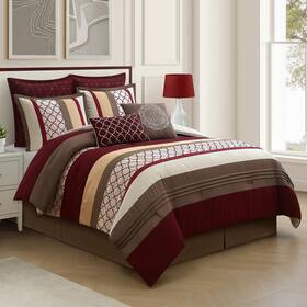 Lanco Modern Lifestyle 810168554259 Queen Comforter Set Berry Taupe Bedding Pillows