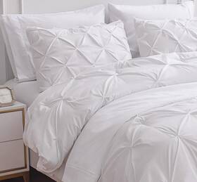 Lane Linen 904448901368 White Bed Comforter Set King Size 7 Piece In A Bag