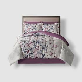 Lanwood Home 734737570627 Purple Gray Monica 8-pc. Bedding Comforter Set. King