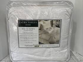 Laura Ashley 025695076550 Down Comforter Full/queen White 100% Cotton Damask Stripe Cover New